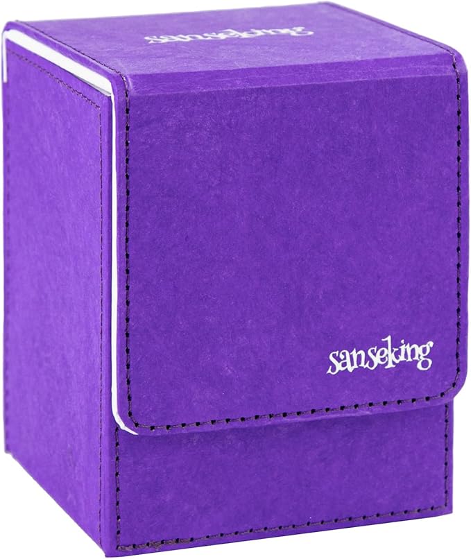 Magic Card Deck Box for MTG Single Deck Card Box fits 100+ TCG Sleeved Cards Tyvek® Paper Card Box Top Loading Card Boxes Magic Gift for MTG TCG CCG (Vertical,Purple) by Sanseking