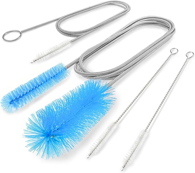 Flexible Drain Brush, 66 Inch Long Double Ended Hose Pipe and 58 Inch Tube Cleaning Brush and 2 Pack 8 Inch Straw Cleaner Brush by Bozenu
