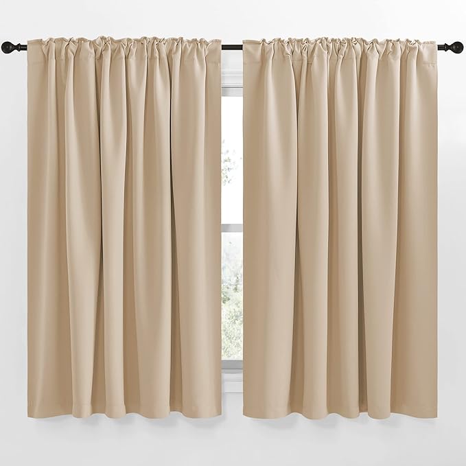 NICETOWN Window Treatment Elegant Curtains - (Biscotti Beige Color) 70 Width X 63 Length, 1 Pair, Room Darkening Curtains and Drapes for Bedroom - Image 2
