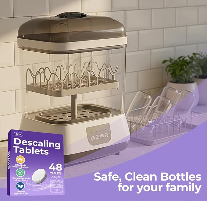 48 Descaling Tablets Baby Bottle Washer Cleaner Tablets Compatible with Baby Bottle Washers Baby Bottle Sterilizers Warmers and Formula Makers Effective Cleaner for Limescale and Residue - Image 2