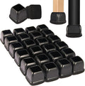 Square Chair Leg Floor Protectors Medium 24Pcs,Silicone Chair Leg Protectors for Hardwood Floors/Tiles,Black 360°Wrapped Felt Bottom to Prevent Scratch and Reduce Noise by YTEACIUL