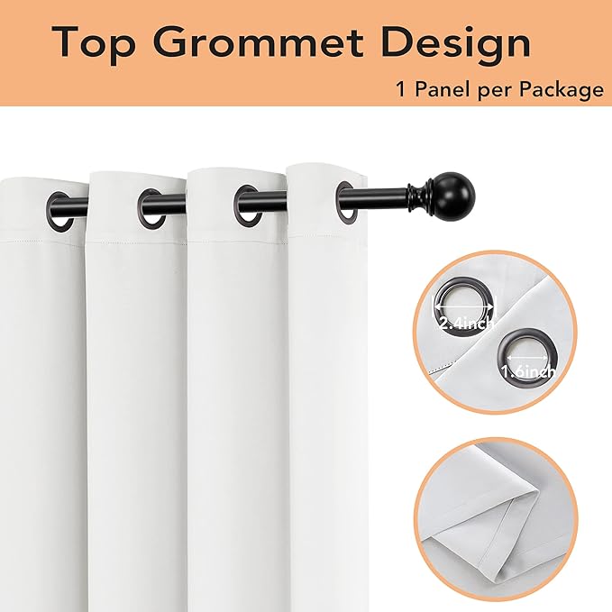 BONZER Room Divider Curtain Screen Partitions Light Reducing Wide Blackout Curtains for Shared Room, 84L x 70W Inch (7L x 5.8W ft), 1 Panel, Greyish White - Image 3