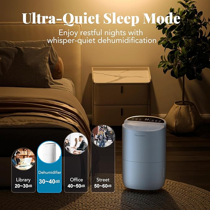 Energy Star Smart Dehumidifier for Home & Basement, Up to 2000 Sq. Ft, 35 Pints (95°F, 90% RH), 37dB Ultra Quiet with Sleep Mode, App Control, Child Lock & Continuous Drain Hose Included - Image 4