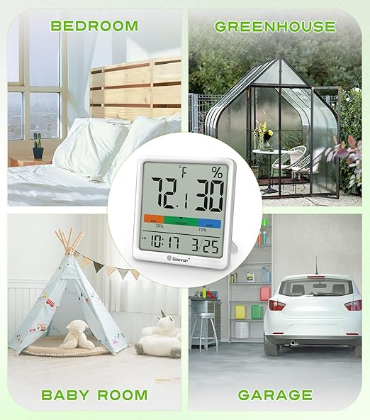 Geevon Digital Indoor Thermometer Hygrometer, Wireless Temperature Humidity Meter with Comfort Index, 1*AAA Battery, Calendar, Small Room Temperature Monitor for Home, Greenhouse, Bedroom, White - Image 8