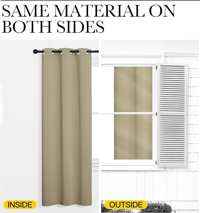 NICETOWN Thermal Insulated Grommet Room Darkening Curtains/Draperies/Panels for Bedroom (Cocoa Eggnog, 2 Panels, W42 x L63 inches) - Image 5