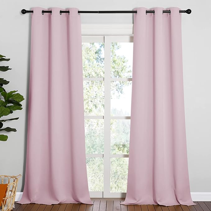 NICETOWN Room Darkening Drapes for Nursery - Light Blocking Curtain Panels for Bedroom Girl Room, Soft Fabric Window Treatment (Lavender Pink, 42 inches Width by 95 inches Length, 1 Pair) by NICETOWN