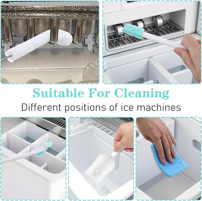 11Pcs Ice Maker Cleaner Brush Sets, Dry Ice Machine Cleaner Tools Accessories Kits with Nylon Crevice Cleaning Bristles Brush and Cleaning Scrub Sponge for Maintenance and Clean - Image 4