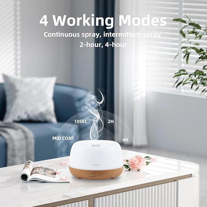 300ML Essential Oil Diffuser with 7-Color LED Lights and Remote Control, Modern Minimalist Design, High-Efficiency Ultrasonic Mist Aromatherapy Diffuser for Home - Image 5