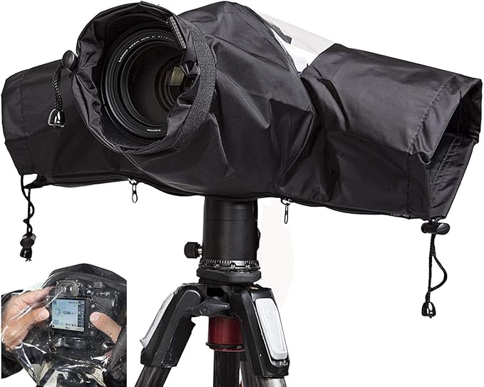 WANBY Waterproof Camera Rain Cover Professional Soft Black Camera Rain Covers for All DSLR SLR Cameras by WANBY