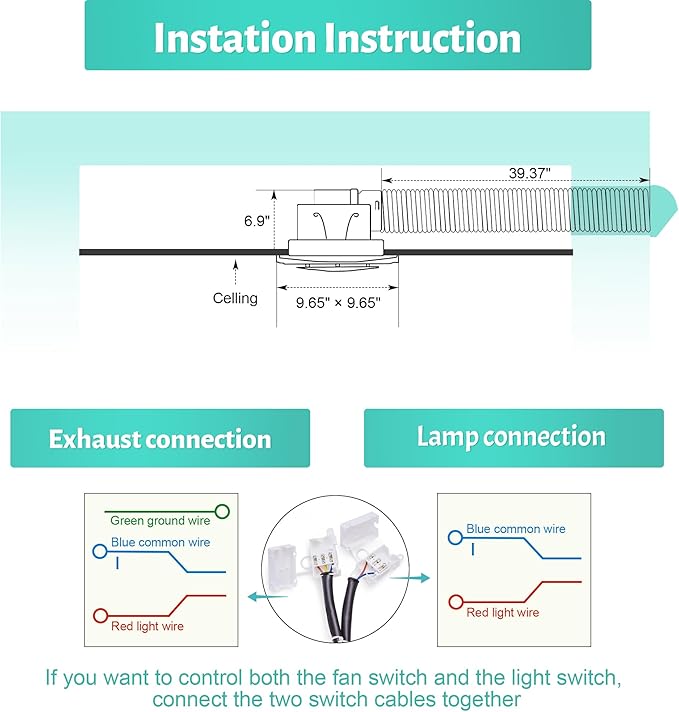 Bathroom Exhaust Fan with Light, 3000K/4500K/6000K Selectable, 110 CFM 1.0 Sones Bathroom Ventilation Fan, 8inch Exhaust Fans For Ceiling Mount with Efficient Air Circulation, Odor Elimination - Image 4