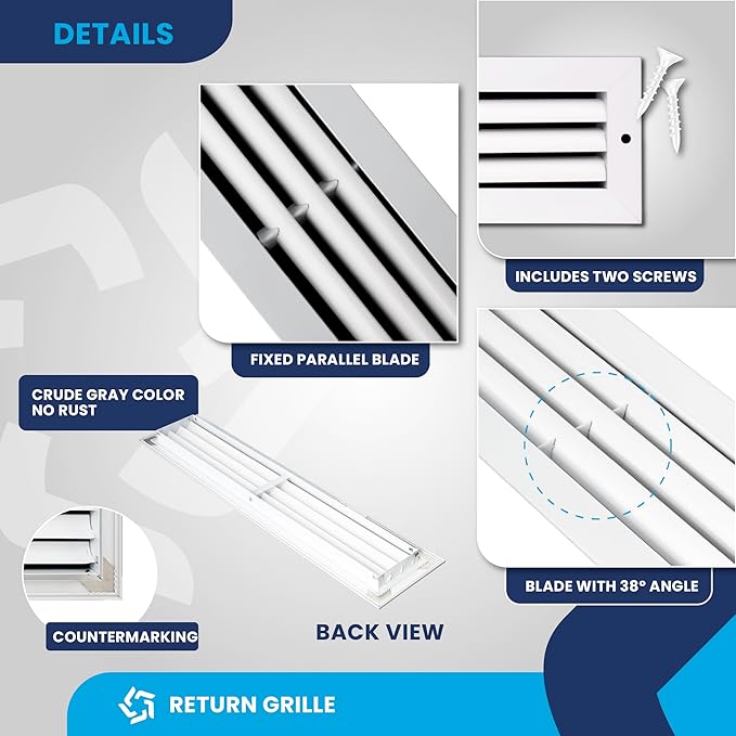 24x4 Inch (Duct Opening) Air Return Vent Cover Decorative – Premium Aluminum AC Vent Cover for Ceiling & Wall, Rustproof Grille, Ideal for Home HVAC Grille, Durable & Easy to Install by ACLAMINAIRE - Image 9