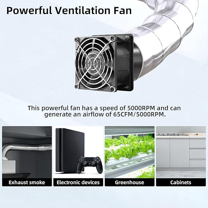 3.15" 12V Axial Exhaust Vent Fan with 3" Square to Round Duct Plate Stepless Speed Control Smoke Extractor Fan Kit for 3D Printer Enclosure Laser Engraver Soldering Small Grow Tents - Image 5