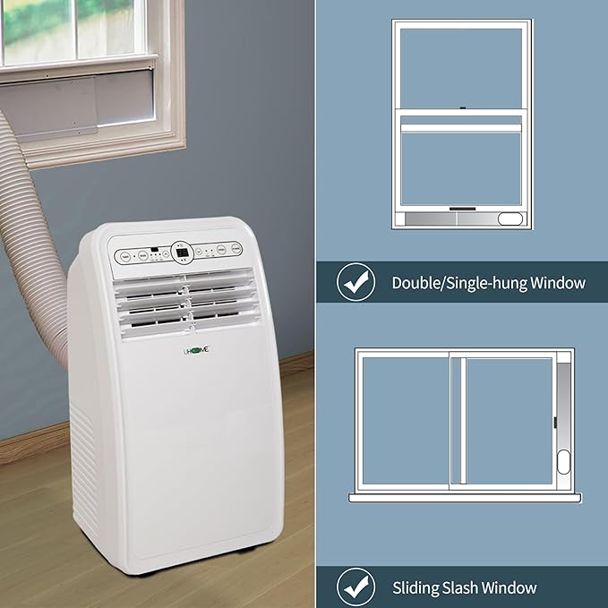 Uhome 8000 BTU Portable Air Conditioner, with Cooling, Dehumidifier, Fan, Remote Control and Window Mount Kit Included, White, 24H Timer - Image 6