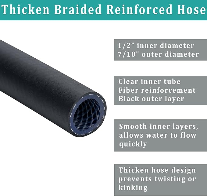 20FT Dehumidifier Drain Hose with 3/4” FHT Brass Rustproof Connector, Versatile Drain Hose Perfectly Compatible with most Dehumidifiers and 3/4” external thread outlet (Black, 20FT) - Image 3