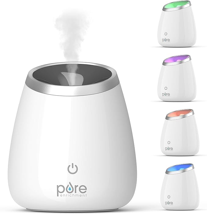 Pure Enrichment PureSpa Deluxe Ultrasonic Aromatherapy Oil Diffuser - 120ml Water Tank, Mood-Boosting Ionizer and Optional Color-Changing Light - Lasts Up to 10 Hours with Auto Safety Shut-Off by PureEnrichment