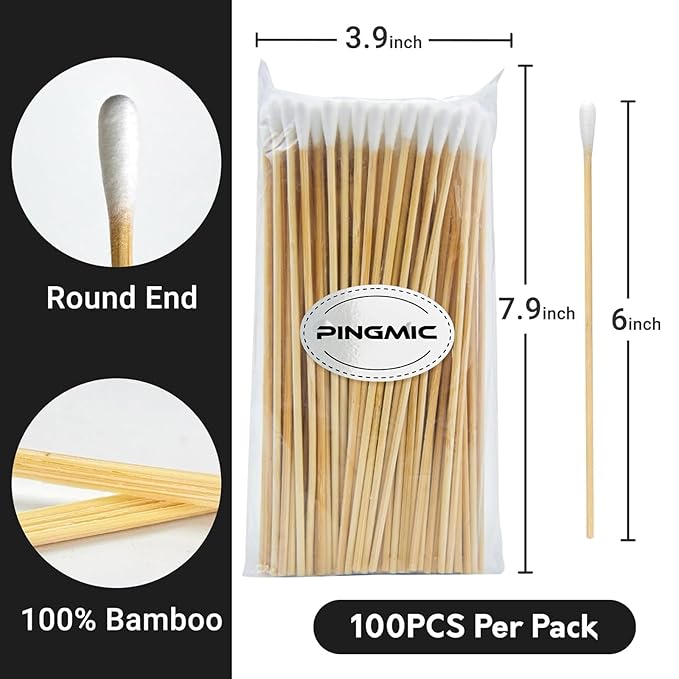 200PCS 6" Long Cotton Swabs with Bamboo Sticks - Lint Free, Highly Absorbent Cleaning Cotton Tipped Applicators - Image 6