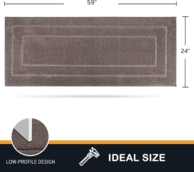 PURRUGS Dirt Trapping Door Mat 24" x 59", Non-Slip/Skid Machine Washable Entryway Rug, Dog Doormat, Super Absorbent Welcome Mat for Muddy Wet Shoes and Paws, Grayish Brown - Image 2