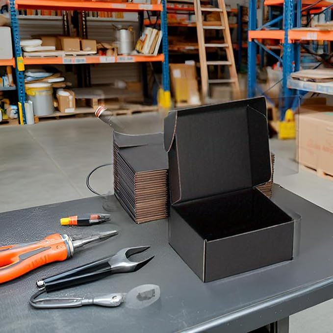Small Shipping Boxes 8x6x4 Inch (25 Pack) - Sturdy Black Corrugated Cardboard Boxes for Small Business, Ecommerce, Mailing & Packaging | Recyclable Gift & Storage Boxes - Image 5