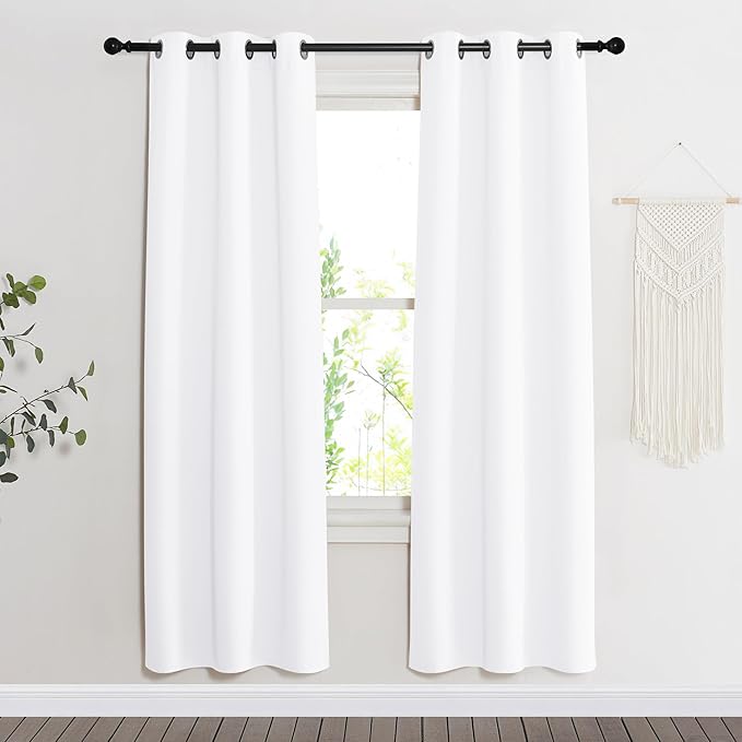 NICETOWN Room Darkening Window Treatment Curtain, Pure White, Single Panel, 34 by 72, Energy Smart Thermal Insulated Block Out Sunlight Shade & Blind for Bedroom with Grommet Ring Top by NICETOWN