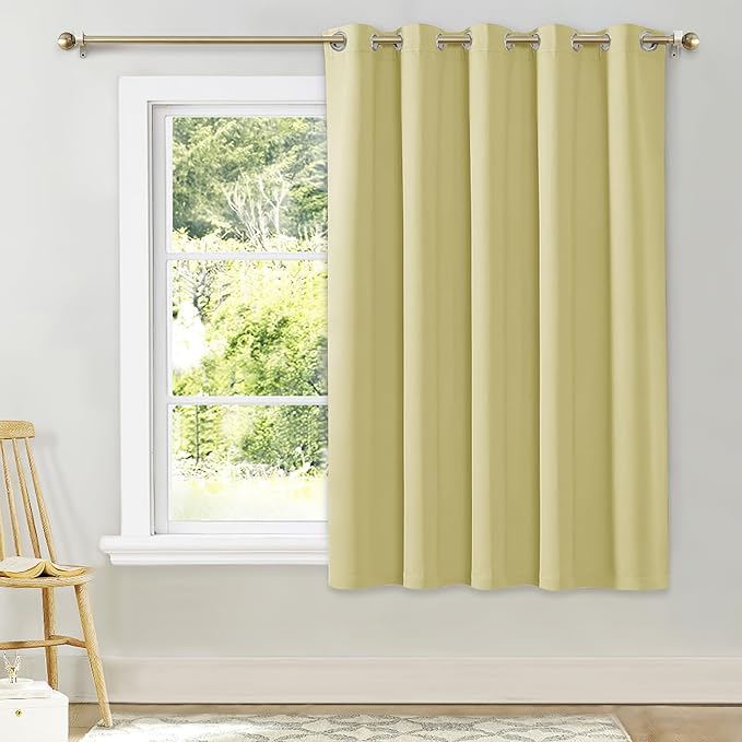 NICETOWN Bedroom Window Blackout Curtain Panel, Paler Yellow, 1 Panel, 70 x 63 inch, Thermal Insulated Blackout Drape/Drapery for Loft, Guestroom by NICETOWN