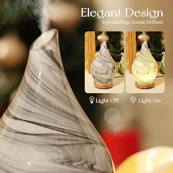 Porseme 150ml Essential Oil Diffuser Glass Color Changing Aroma Air Diffusers Aromatherapy Ultrasonic Cool Mist Humidifier 6 Running Hours Waterless Auto-Off for Sleeping, Yoga, Office, Spa (Ink) - Image 7
