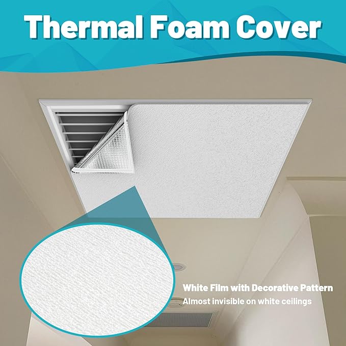 Insulation Cover for Vents, Foam Thermal Insulation with Veclro Strips, 3-Layer Whole House Fan Cover for Ceiling, Attic, RV, Garage, Reflective, Thermal Foam Cover - Image 6