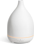 InnoGear Oil Diffuser, 300ML Ceramic Diffuser for Essential Oils Handcrafted Aromatherapy Diffuser Ultrasonic Cool Mist Humidifier with 4 Timers Waterless Auto Off for Room Office, White Base by InnoGear