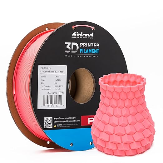 INLAND Micro Center PLA+ 3D Printing Filament 1.75mm - PLA Pro Dimensional Accuracy +/- 0.03 mm - 1kg Cardboard Spool (2.2 lbs) (1 Pack Pink, 1.75mm) by INLAND