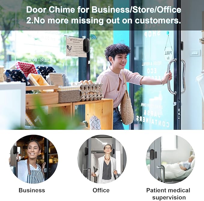 SanJie Door Sensor Chime When Door Opens, Door Entry Chime for Business/Home/Office/Store,500 FT Range,26 Chimes 5 Adjustable Volume Door Ringer Alert 2 Sensors + 1 Receivers - Image 4