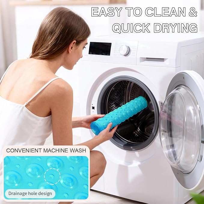 Anti-Slip Bathtub Shower mat, 27.5×14.5（Approximately 70×37cm） inch Soft Oversized Machine Washable Non-Slip Bathtub mat with Drainage Holes, Bathroom Floor Suction Cup.（1-Clear Green） - Image 6