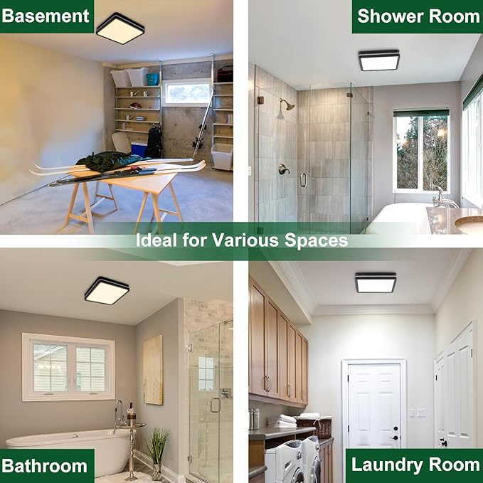 Akicon Bathroom Exhaust Fan with Light, 80CFM 2.0 Sones Exhaust Fan for Bathroom Ceiling, 15W Dimmable 3CCT LED Lights & 3.5W Nightlight Vent Fan for Home, Shower Room, Square, Black - Image 7