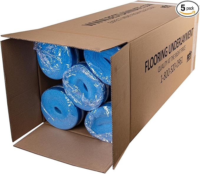 3in1 Vapor Barrier Flooring Underlayment w/Overlap and pre-Attached Tape Strip - Bestlaminate- 2mm - 500sq.ft (Bundle 5 Rolls Each 100 sg.ft.) by Be%24t+Laminate