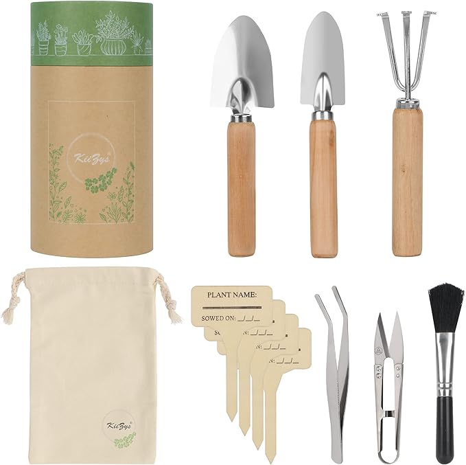 Indoor Garden Tools for Gardening - KiiZYS 12-Piece Small Garden Tools Set - Indoor Gardening Gifts for Women - Mini Hand Tools House Plant Tool - Image 7