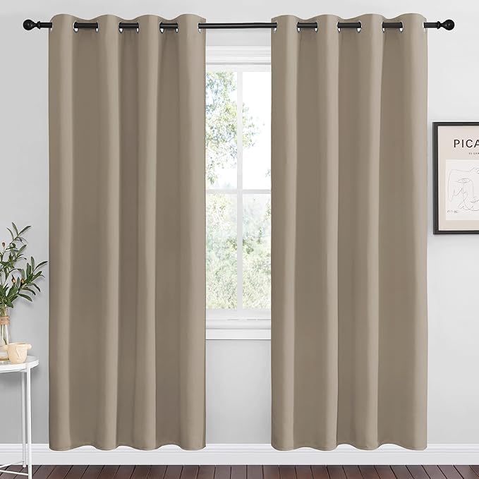 NICETOWN Taupe Blackout Curtains 78" Long for Office, 55" Wide, 2 Pieces, Dining Room, Guest Room, Sound Reducing Heat and Cold Block Curtain Panels for Modern Room Decorative by NICETOWN