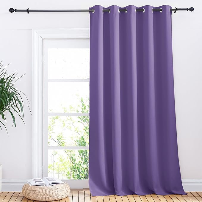 NICETOWN Sliding Door Curtains, Wide Thermal Blackout Patio Door Curtain Panel, Lilac Purple, W70 x L95, Sliding Door Drapes/Draperies with Grommet Top by NICETOWN