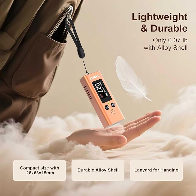 Portable Carbon Monoxide Detector for Travel, 3-in-1 CO Detector with Temperature & Humidity Sensor, Dual Audible & Visual Alarm Camping, RV and Hotel for Safety (Grey) - Image 6