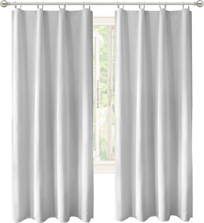 DriftAway Thermal Insulated 100 Percent Darkening Blackout Curtain Liner 2 Panels Each Liner Size 50 Inch by 80 Inch Rings Included Off White Panel - Image 9