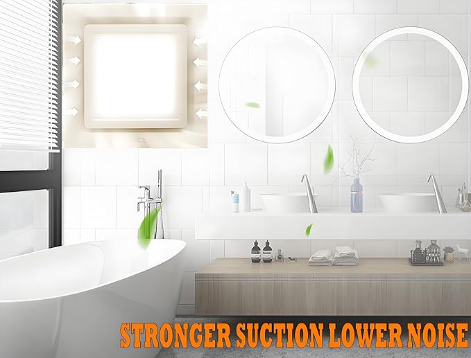 Bathroom Exhaust Fan with LED Light 8 inch Ceiling Mount Ventilation Fan 100 CFM,Voltage 110V,4 Inch Duct Quiet Bathroom Ventilation Exhaust Fan for Shower/Restroom/Office - Image 6