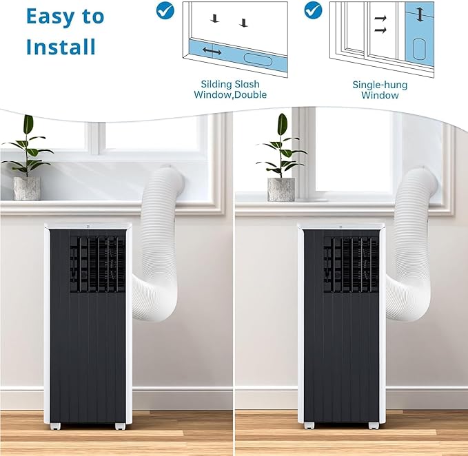 8000 BTU Portable Air Conditioner-3-In-1 (Cool/Dehumidify/Fan) With Remote, LED Touch Control & 24H Timer, Air Conditioners Cools Rooms Up to 350 Sq.Ft for Home, Office & Dorm Rooms (Black & White) - Image 4
