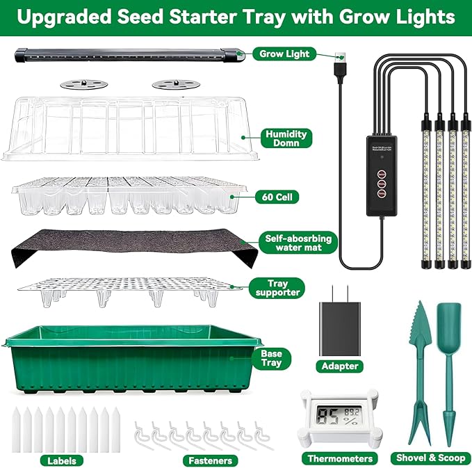 Self-Watering Seed Starter Tray with Grow Light,120-Cell Seed Starter Kit with Humidity Dome,Seed Germination Kit,User-Friendly Plant Germination Trays for Indoor Plants (2-Pack 120-Cell) - Image 2