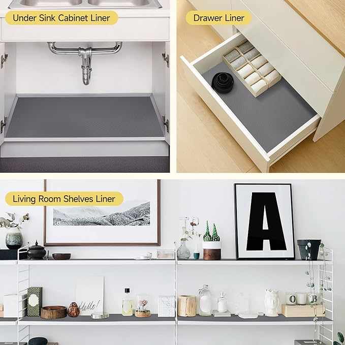 WochiTV Adhesive Shelf Liner 23.6 X 240 Inches Peel and Stick Kitchen Liner for Cabinets, Drawers Removable Protector Mat Waterproof Contact Covering for Dresser Pantry Countertops Shelves, Gray - Image 8