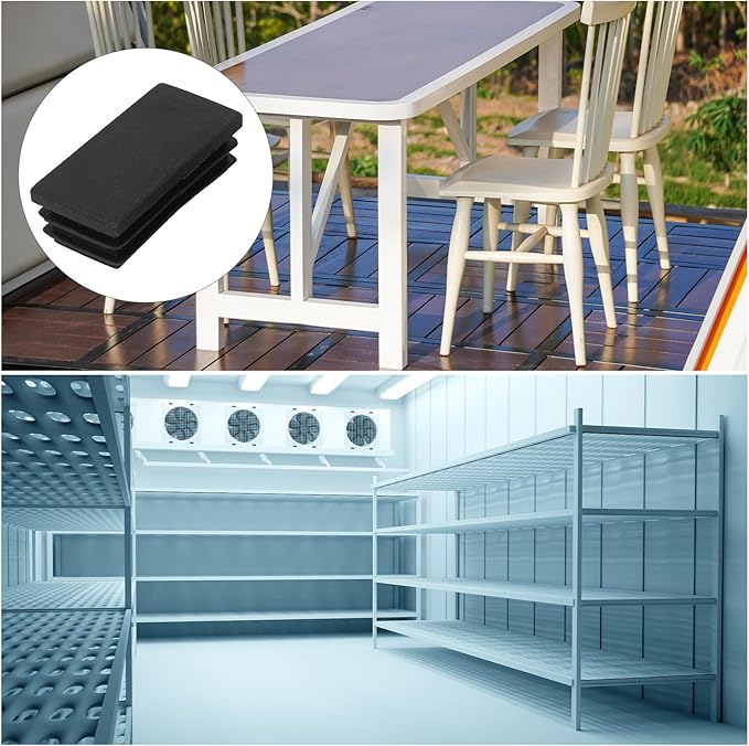 METALLIXITY Rectangle End Caps (50 x 25mm) 4Pcs, Plastic Rectangle Tube Inserts Threaded End Blanking Caps Protector - for Furniture Table Chair Legs, Black - Image 3