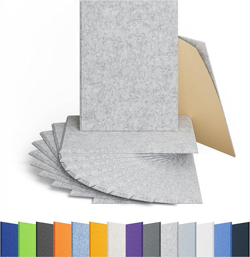 12 Pack Acoustic Panels Self Adhesive Sound Proof Foam, High Density Sound Acoustic Panel, 16X12X0.4 Inch 4:3 Rectangle Panels in Home, Office, Reccording Room, Studio,more(Silver Gray) by Amantech
