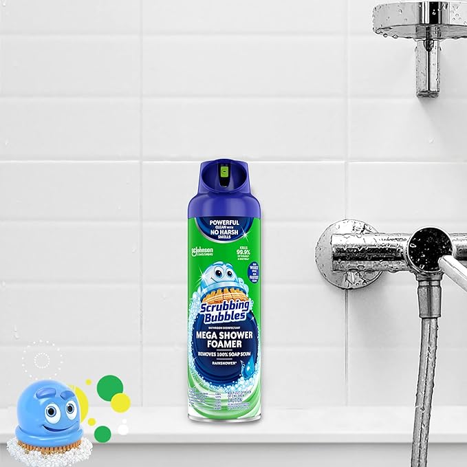Scrubbing Bubbles Mega Bathroom and Shower Foamer Aerosol, Rainshower Scent, 20oz - Image 3