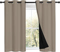 NICETOWN 100% Blackout Short Curtains with Black Liners, 2 Panels, 37" W by 40" L, Taupe, Solid Thermal Insulated Full Blackout 2-Layer Lined Drapes, Energy Efficiency Window Draperies for Bedroom by NICETOWN