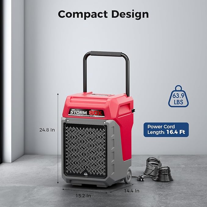 ALORAIR 170 PPD Commercial Dehumidifier with Pump & Drain Hose Cover up to 2,100 Sq.Ft Space Industrial Use Portable Handle Dehu with Wheels for Water Damage Restore, Carpet Drying - Image 6