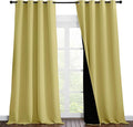 NICETOWN 100% Blackout Blinds, Set of 2, 52 inches x 102 inches, Laundry Room Decor Window Treatment Curtains for Large Patio Sliding Door, Thermal Insulated Paler Yellow Curtains for Bedroom by NICETOWN