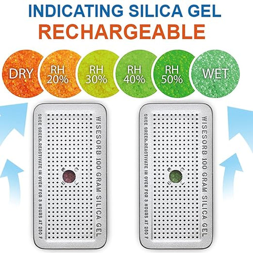 100 Gram 3 Pack Indicating Silica Gel Canister, Gun Safe Dehumidifier (Orange to Green), Reusable Desiccant Canister Dehumidifier - Image 2