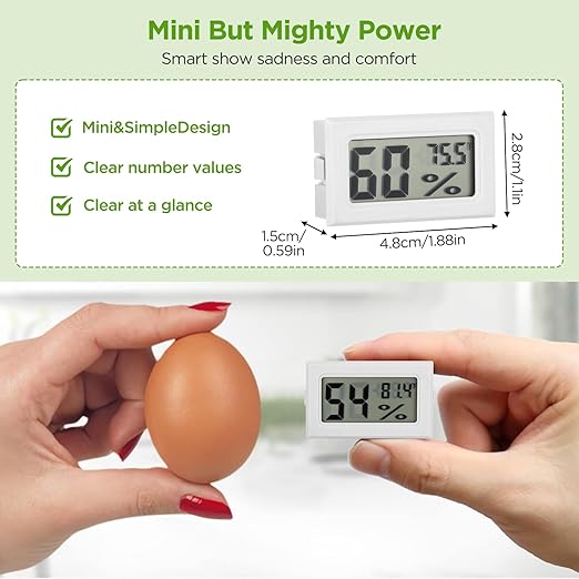 12 Pack Mini Hygrometer Digital Electronic Temperature Humidity Meters Gauge Indoor Thermometer Hygrometer LCD Display Fahrenheit (℉) for Guitar Case,Greenhouse, Garden, Cellar, Closet (White) - Image 4