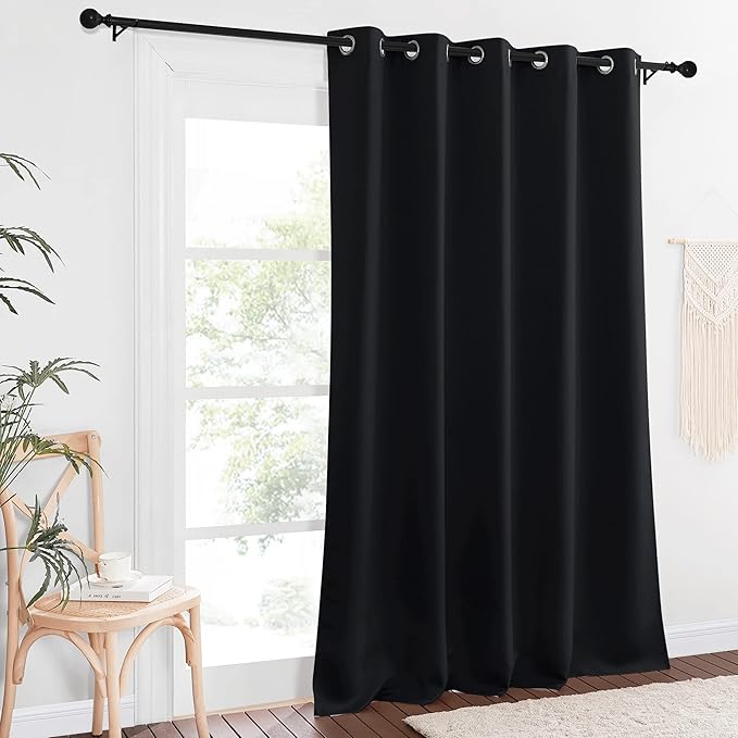 NICETOWN Black Out 110 inch Curtain for Sliding Door, Grommet Thermal Insulated Blackout Curtain Window Treatment Sound Reducing for Bedroom/Living Room, W66 x L110, 1 Panel - Image 2